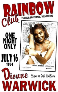 PÓSTER DE CONCIERTO DIONNE WARWICK 1964 RAINBOW CLUB Wildwood NJ Gig POSTE - Imagen 1 de 2