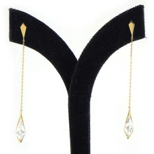 STAR JEWELRY Pierced Earrings PRISM 2ZP1456 Swing Drop Quartz 750 Yellow Gold - Picture 1 of 6