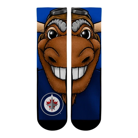 Men's Rock Em Socks Winnipeg Jets Split Face Mascot Crew Socks Cover