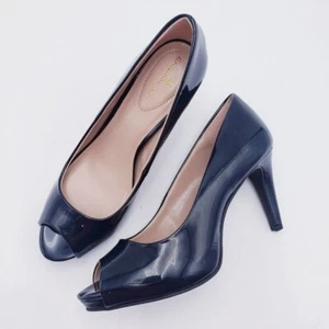 Bandolino Women's Rainaa Platform Stiletto Peep Toe Pumps Dark Blue Size 8 NEW - Picture 1 of 10