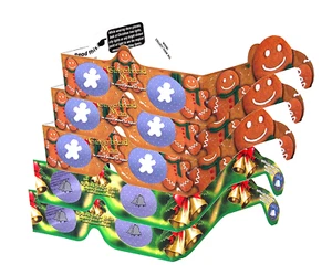 5 Pair 'Gingerbread Man & Jingle Bells' Set - 3D Christmas Glasses- New for 2024 - Picture 1 of 1