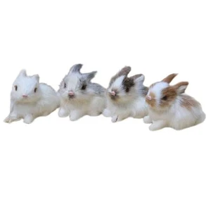 4pcs Easter Rabbit FigurinesRealistic Mini Furry Bicute Bunnies for BasketLif... - Picture 1 of 8