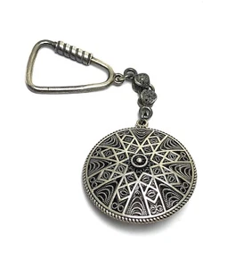Handmade Filigree Special Design Keychain Made of Sterling Silver - Picture 1 of 2