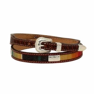 3D Western Mens Hatband Serape Tapered Conchos Tan - Picture 1 of 1