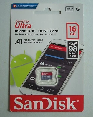 SanDisk 16GB Ultra Plus Micro SDHC UHS-1 Card speed 98 MB/s-653X ALSO ADAPTER - Image 1 of 2