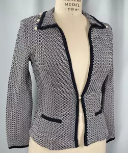 Designer cardigan jacket SIZE MEDIUM black white knit DUE PER DUE rayon Y2K - Picture 1 of 12