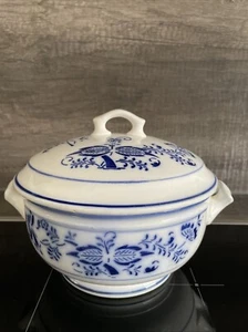 Alte Terrine Schüssel mit Deckel Zwiebelmuster Durchmesser 19 cm - Bild 1 von 9