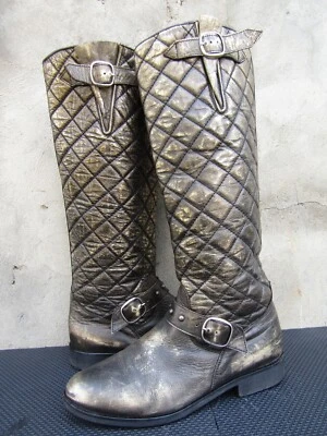 RARO Golden Goose Ecuestrian Moto Montar Botas Altas Cuero Talla - EU 38 | US 8 Foto 1 de 4