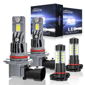 LED Headlight High-Low+ Fog Light Bulbs White For GMC Sierra 1500 2500 2014-2015 - Picture 1 of 16