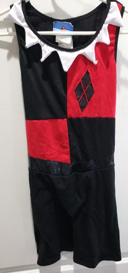 VESTIDO DISFRAZ HALLOWEEN HARLEY QUINN niñas talla pequeña rojo negro blanco DIVERTIDO DESGASTE Foto 1 de 1