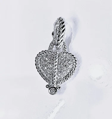 Judith Ripka Pave Heart Enhancer Pendant Reversible for Necklace or Bracelet - Image 1 of 4