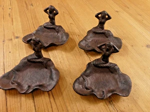 4 Rustic Soap Dish Coin Mermaid Nautical Bathroom Decor Cast Iron Flea Market - Picture 1 of 10