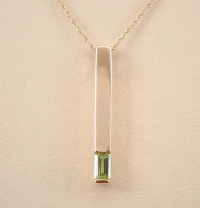 2.00Ct Baguette Cut Lab Created Peridot Bar Women Pendant 14k Yellow Gold Plated - Picture 1 of 7