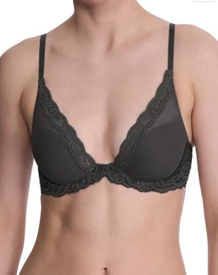 Sutiã de Mergulho NATORI 730023 Penas Contorno Cinza Carvão Novo Tamanho 36C - Imagem 1 de 4