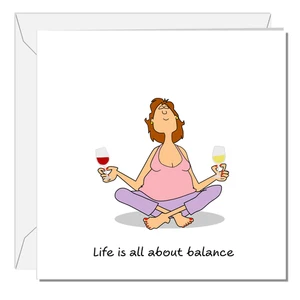Lustige Geburtstagskarte Freundin Yoga Wein Bestie Frauen Schwester Mutter Tochter Sie - Bild 1 von 8