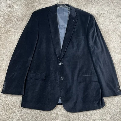 Calvin Klein Black Velvet Blazer Mens 46L Lined 2-Button Jacket Sport Coat - Image 1 of 4