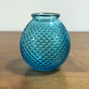 Vintage Hobnail Pressed Glass Vase Blue Small 3.25" High - Picture 1 of 6