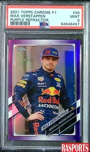 2021 MAX VERSTAPPEN PURPLE REFRACTOR TOPPS CHROME F1 #55 PSA 9 SN/399 - Picture 1 of 2