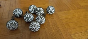 8-Vintager-Victorian Brass&White Scroll- Drawer Pulls Knobs - Picture 1 of 2