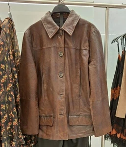 ZARA BNWT 2025. BROWN WASHED EFFECT 100% LEATHER JACKET BLAZER. 5601/814/700 - Picture 1 of 9