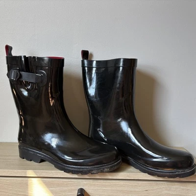 Botas de lluvia Capelli New York para mujer talla 10 negras altas de goma lluvia/nieve. Foto 1 de 4