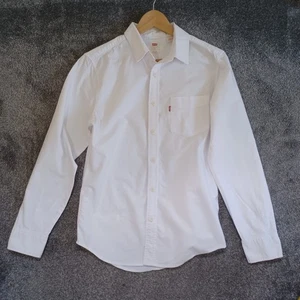 Levi's Shirt Mens Small White Long Sleeve Button Up 100% Cotton - Picture 1 of 12