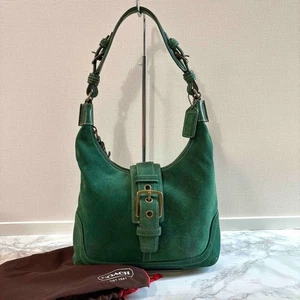 COACH Hampton 7472 Soho Hobo Bag Green Suede Leather Vintage Authentic Japan - Picture 1 of 10