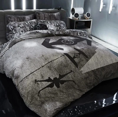 Pottery Barn Star Wars TWIN Duvet Cover Death Star Space Chase Charcoal NWOT - Image 1 of 4