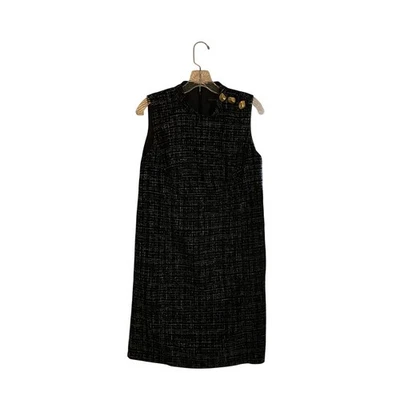 Vestido Donna Karan New York Mujer Talla 8 Negro Blanco Tweed Sin Mangas Cuello Simulado Foto 1 de 4