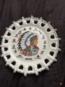 Vintage FAIRWAY Indian Chief Souvenir PLATE with Native American SYMBOLS - Picture 1 of 4