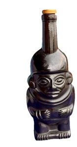 Bottiglia di liquore vintage Pisco Puro Chimu Haaco Perùano vetro grande tiki bar decanter - Foto 1 di 4