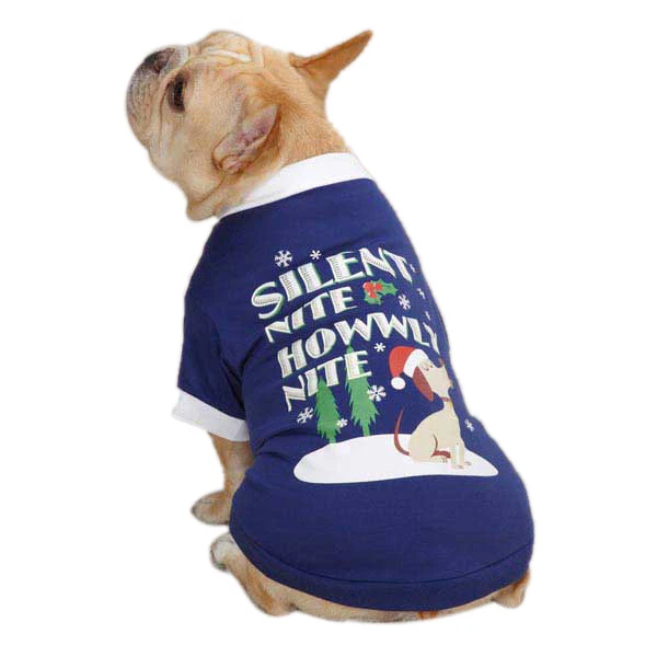 SILENT NITE HOWWLY HOWLY NITE - Camiseta Casual para Cachorro Canino MED Filhote de Filhote NOVA - Imagem 1 de 1