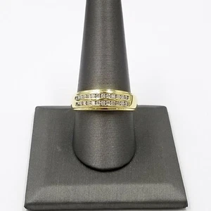 10K Men's Yellow Gold & Diamond Double Band Wedding/Engagement Ring 0.41 CT - Picture 1 of 7
