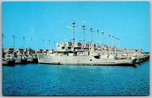 Postal De Colección Naranja Texas TX Barcos de Grupo Texas Reserva Flota Estación Naval de Estados Unidos - Imagen 1 de 2