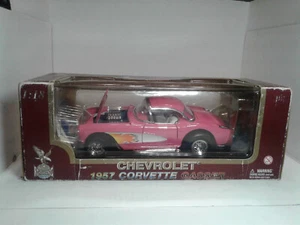 Road Legends 1957 Chevy Corvette Gasser Pink with Flames 1:18 Diecast - Picture 1 of 3