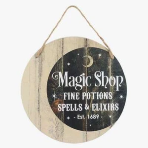 Magic Shop rundes Halloween Hängeschild Holz-Sonnenwende, Halloween, heidnisch, Wicca - Bild 1 von 1