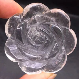 Cristal de cuarzo transparente natural tallado rosa flor curación decoración roca Reiki 1 pieza - Imagen 1 de 21