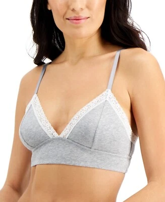 Jenni Women's On Repeat Wide Lace Bralette, Sleep Gray Heather, Small - Image 1 of 2