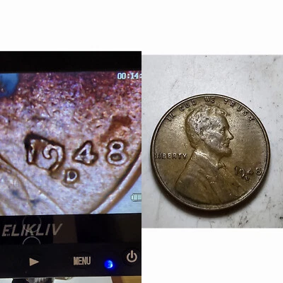 1948 D Wheat Penny with Date Error 1948 Misalignment error - Image 1 of 4