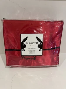 Playboy 2007 Red Satin Sheet Set- Cal King - Picture 1 of 5