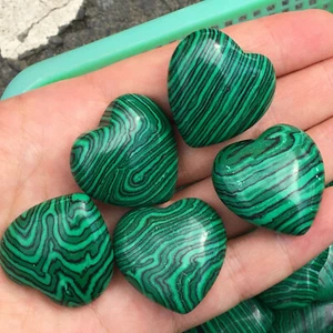 TOP Natural malachite quartz heart quartz hand-polished moon reiki healing 5PC - Bild 1 von 11