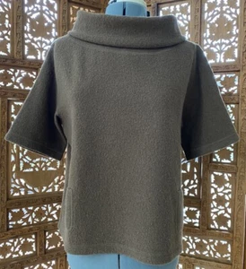 Worth Boiled Wool Short Sleeve Wide Turtleneck Sweater Cocoa Brown Size Medium - Picture 1 of 10