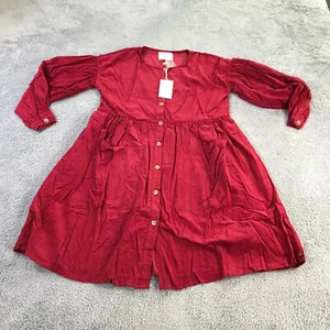Meadows Dress Womens 4 Corduroy Forest Dress NWT Long Sleeve Shirt Dress Mini - Picture 1 of 11