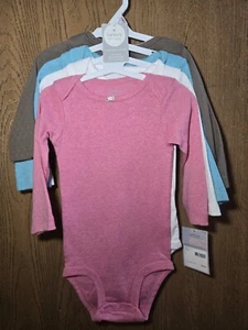 NWT Size 9M Carter's 4 pack eyelet bodysuits pink white blue brown w/ roses New - Picture 1 of 5