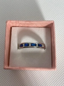 Diffused Blue Spinel, Zircon Ring Sterling silver Size S - Picture 1 of 2