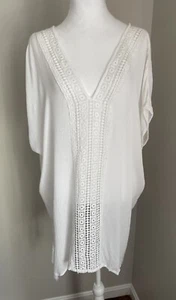 Raviya Women S Oversize White Swim Cover Up Crochet Crepe Beach Classic Rayon - Picture 1 of 12