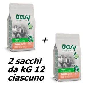 Oasy alimento secco per cani Salmone 2 sacchi da kg 12 cane one animal protein - Foto 1 di 1