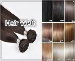 24" Indian Remy Human Hair Extensions Weft Black/Brown/Blonde Double Drawn 100g - Picture 1 of 12
