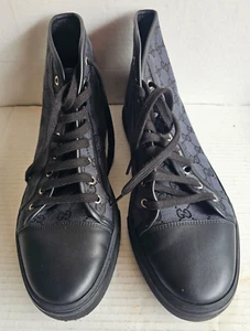 Sneakers alte uomo autentiche GUCCI GG tela pelle taglia 11 Made in Italy - Foto 1 di 10