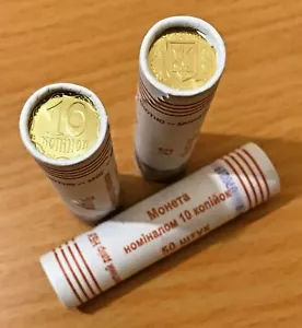UKRAINE - Bank ROLL (50 coins) x 10 KOPIYOK (kopecks) 2019, KM # New - BU, UNC - Picture 1 of 6